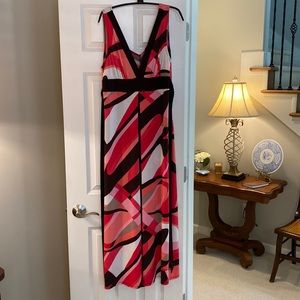 Bisou Bisou Pink, Brown and White Maxi Dress- Size 14